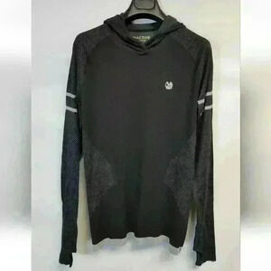 Men's RIACTIVE River Island LS Blk Stretch Breathable hooded Sport shirt Sz M-L